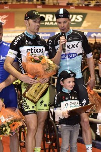 Cycling/Track : 75th 6 Days of Gent 2015 / Podium/ MORKOV Michael (DEN)/ KEISSE Iljo (BEL) Celebration Joie Vreugde/ 6 Daagse Gent / 6 Jours de Gand / Six Zes Piste Kuipke /(c)Tim De Waele